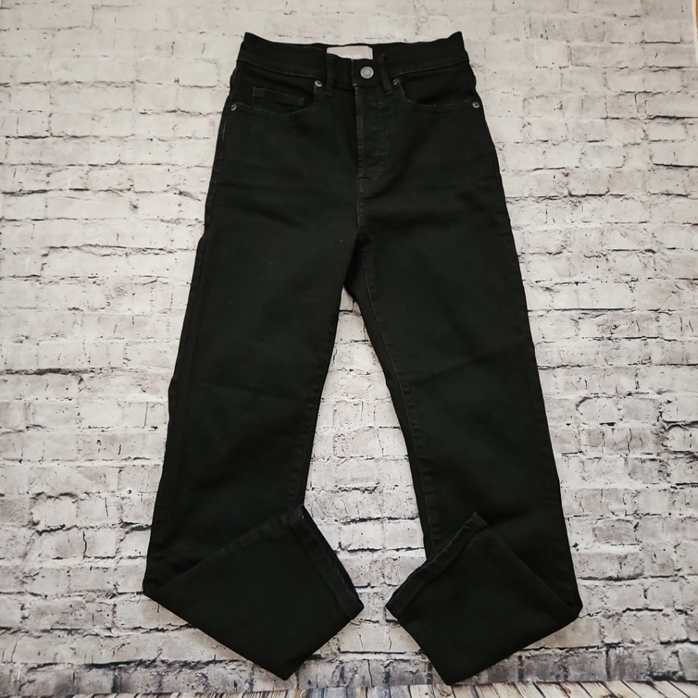 Everlane Black High-rise Slim Straight Buttonfly Jeans size 25